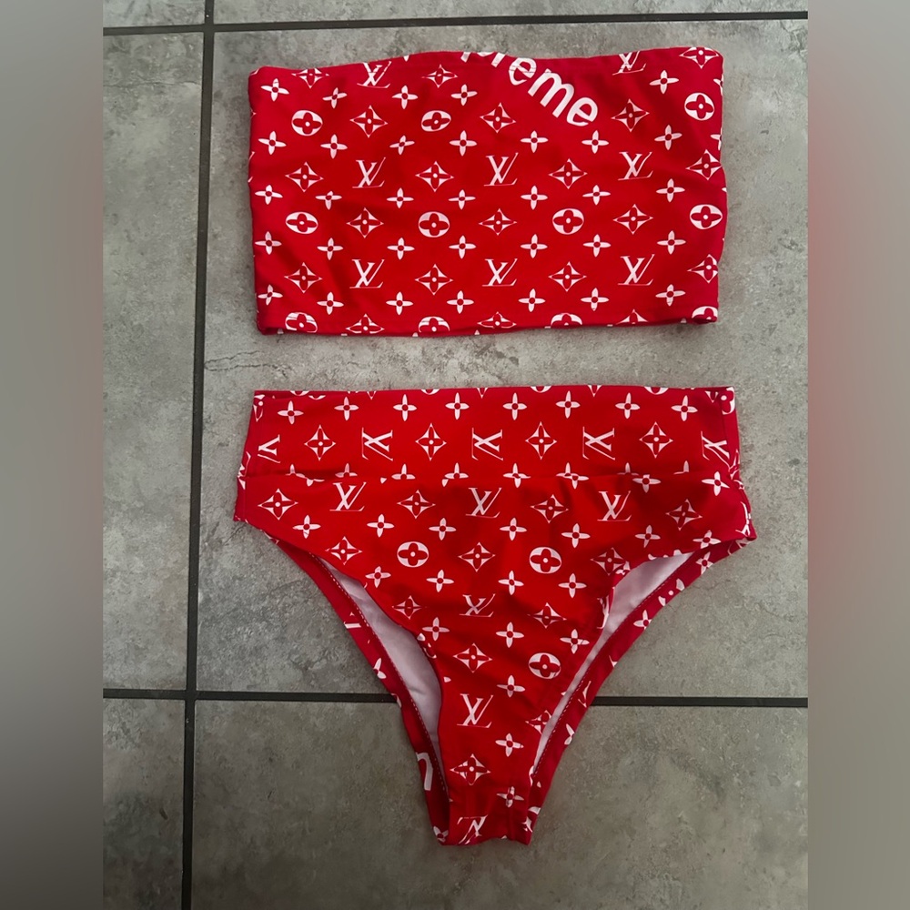 Red Designer Two-Piece Swimsuit